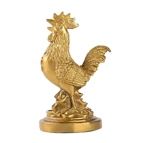 PTZY048 Feng Shui Statue, verheißungsvoller Hahn, Huhn, Hahn, Hahn, Heimbüro, dekorativer Talisman, goldene Figur, Geschenk für Sammlung, aus Messing von PopTop Brass