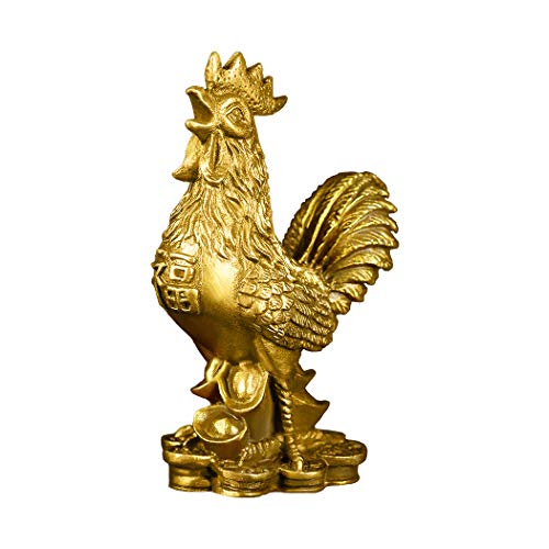 PopTop Brass Messing 8,9 cm (H) Verheißungsvoller Hahn Statue Ingots Reichtum Feng Shui Skulptur Home Office Chinesisches Sternzeichen Dekoratives Ornament Business Gift Collection PTZY045 von BRASSTAR
