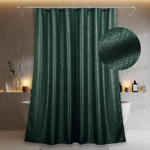 Dunkelgrüner Glitzer-Duschvorhang: Smaragd Sparkle Bling Glänzend Metallic Schimmer Duschvorhang für Badezimmer - Anti-Schimmel Wasserabweisend Waschbar Duschvorhang für Feuchtraum - 183 x 214 cm Dunkelgrüner Glitzer-Duschvorhang: Smaragd Sparkle Bling Glänzend Metallic Schimmer Duschvorhang für Badezimmer - Anti-Schimmel Wasserabweisend Waschbar Duschvorhang für Feuchtraum - 183 x 214 cm von Popkozzi