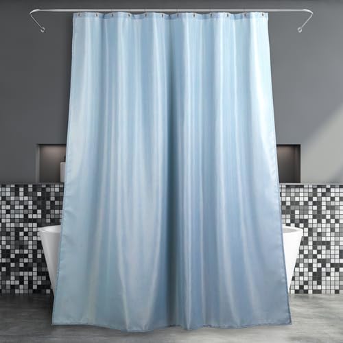 Duschvorhang Blau Textil Badezimmer Vorhang: Nebel Blau Leinen Stoff Anti Schimmel Waschbar Wasserabweisend Polyester Duschvorhang Badewanne - Elegante Dekorative Shower Curtain - 183x183 von Popkozzi