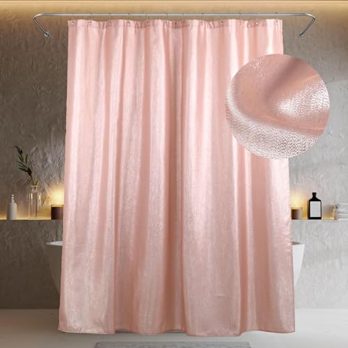 Duschvorhang Pink Textil Badezimmer Vorhang: Glitzer Funkeln Bling Stoff Waschbar Wasserabweisend Badevorhang - Luxus Fancy Glam Metallisch Shower Curtain - 183 x 200 cm von Popkozzi