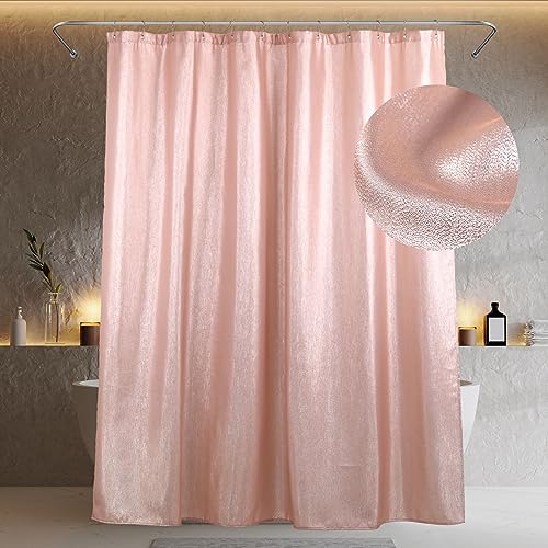 Duschvorhang Pink Textil Badezimmer Vorhang: Glitzer Funkeln Bling Stoff Waschbar Wasserabweisend Badevorhang - Luxus Fancy Glam Metallisch Shower Curtain - 183 x 214cm von Popkozzi
