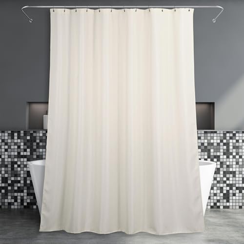 Duschvorhang überlänge Crème Badezimmer Vorhang: Elfenbeinfarbener Leinen Stoff Anti Schimmel Waschbar Wasserabweisend Polyester Duschvorhang Badewanne - Duschvorhang Textil Extra Lang - 214x183 cm von Popkozzi