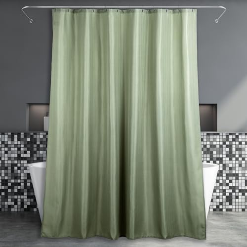 Duschvorhang überlänge Grün Badezimmer Vorhang: Salbei Grün Leinen Stoff Anti Schimmel Waschbar Wasserabweisend Polyester Duschvorhang Badewanne - Duschvorhang Textil Extra Lang - 244x183 cm von Popkozzi