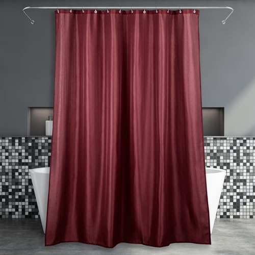 Duschvorhang überlänge Rot Badezimmer Vorhang: Dunkelrot Leinen Stoff Anti Schimmel Waschbar Wasserabweisend Polyester Duschvorhang Badewanne - Duschvorhang Textil Extra Lang - 214x183 cm von Popkozzi