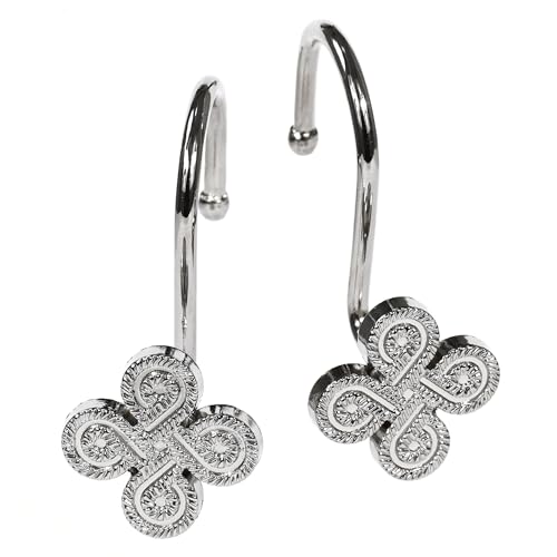 Duschvorhangringe Silber Ringe Duschvorhang Haken: Nickel Metall Duschringe für Duschvorhangstange - Dekorative Blume Klee Duschringe Vorhanghaken Aufhänger für Badezimmer - 12 Stück Duschvorhangringe Silber Ringe Duschvorhang Haken: Nickel Metall Duschringe für Duschvorhangstange - Dekorative Blume Klee Duschringe Vorhanghaken Aufhänger für Badezimmer - 12 Stück von Popkozzi