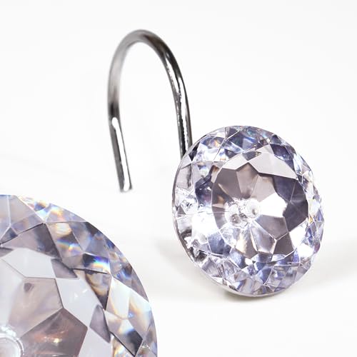 Klare Kristall-Duschvorhanghaken: Glitzernde Glanz Funkelnde Runde Diamant-Dekorative Duschvorhanghaken für das Badezimmer - Luxuriöse Glamouröse Strass-Duschvorhangringe - Set von 12 von Popkozzi