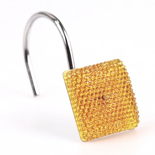 Orange Duschvorhanghaken: Glitzernde Luxus Kristall-Deko, Funkelnde Weihnachts-Badvorhangringe, Set von 12 von Popkozzi