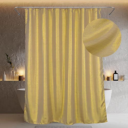 Popkozzi Duschvorhang Gold Textil Badezimmer Vorhang: Glitzer Funkeln Bling Stoff Anti Schimmel Waschbar Wasserabweisend Badevorhang - Luxus Fancy Glam Metallisch Shower Curtain - 183x183 cm von Popkozzi