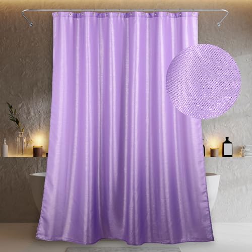 Popkozzi Duschvorhang Lila Textil Badezimmer Vorhang: Lavendel Glitzer Funkeln Bling Stoff Waschbar Wasserabweisend Badevorhang - Luxus Fancy Metallisch Shower Curtain - 183x183 cm von Popkozzi