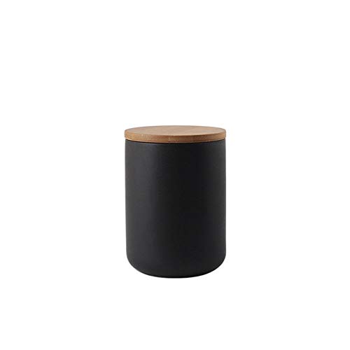 Popowbe Keramik-Kaffeedose, luftdicht, mit versiegeltem Bambus-Deckel, für Küche, Lebensmittelaufbewahrung, Behälter für Kaffee, Tee, Schwarz, 800 ml von Popowbe
