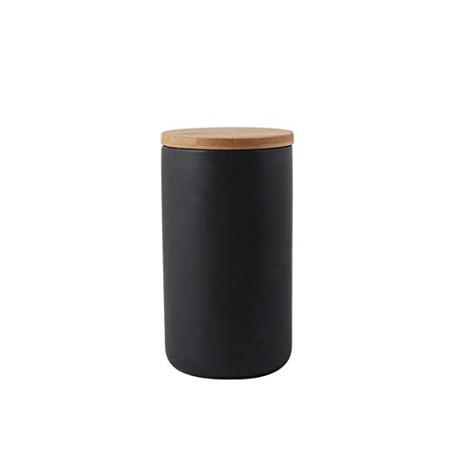 Popowbe Keramik-Kaffeedose, luftdicht, mit versiegeltem Bambusdeckel, Küchen-Vorratsdose für Kaffee, Tee, Schwarz, 1000 ml von Popowbe