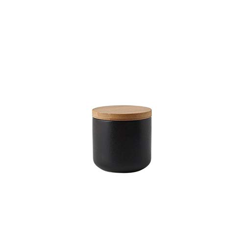 Popowbe Keramik-Kaffeedose, luftdicht mit versiegeltem Bambus-Deckel, für Küche, Lebensmittel, Behälter für Kaffee und Tee, Schwarz , S:260ml von Popowbe