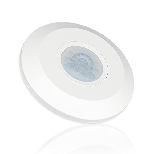 POPP® Elektrischer Schalter Slim PIR-Bewegungssensor 360° 8M IP20 innen, MAX 3-2000LUX LED-Zeiteinstellung 10SEC-15MIN (1 Stück) von Popp