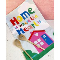Buntes Geschirrtuch - Home Is Where The Heart Limited Edition 100% Baumwolle Made in Uk von Poppekins