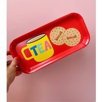 Neue Farben Tee Und Kekse Melamin Tablett - Bunte Schreibtisch Ordentlich/Snack Oder Made in Uk von Poppekins