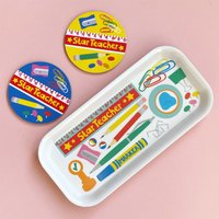 Set Geschenkset Für Lehrer Melamin Tablett Und Untersetzer - Limitierte Auflage Made in The Uk von Poppekins