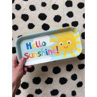 Tablett Aus Melamin - Hello Sunshine Schreibtisch Aufgeräumt/Snack Oder Tee Made in Uk von Poppekins