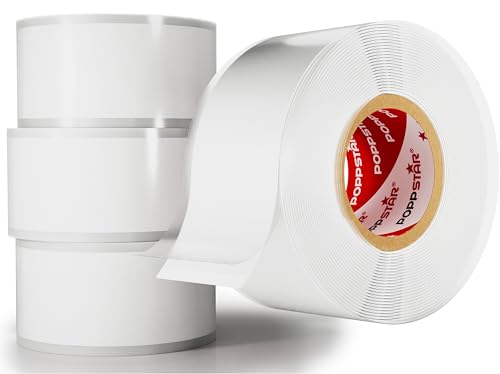 POPPSTAR selbstverschweißendes Silikonband, 3m x 25mm, Isolierband und Dichtungsband (Wasser, Luft), weiß, 4 Rollen von POPPSTAR