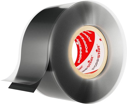 POPPSTAR selbstverschweißendes Silikonband zur Reparatur, Isolierung & Abdichtung (Strom, Wasser, Luft) Isolierband 3m lang, 25mm breit, schwarz von POPPSTAR