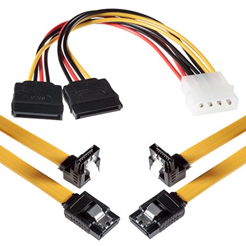 POPPSTAR 2x 50cm Sata 3 Datenkabel in gelb (Sata Kabel - Stecker gerade auf gewinkelt), mit 20cm 4-pin Stromadapter auf 2x 15-pin POPPSTAR 2x 50cm Sata 3 Datenkabel in gelb (Sata Kabel - Stecker gerade auf gewinkelt), mit 20cm 4-pin Stromadapter auf 2x 15-pin von POPPSTAR