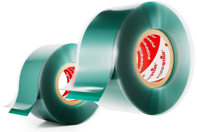 Poppstar Dichtband Selbstverschweißendes Silikonband (2-St) Isolierband und Abdichtband vulkanisierend, 3m x 25mm, grün, 2 Rollen von Poppstar