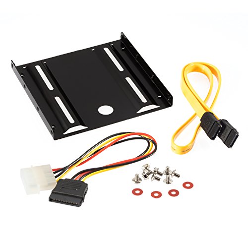 Poppstar Einbaukit, HDD SSD Einbaurahmen und Halterung für interne 2,5 Zoll Festplatten, inkl. Schrauben, Sata 3 Daten und Stromkabel (Sata-Molex) von POPPSTAR