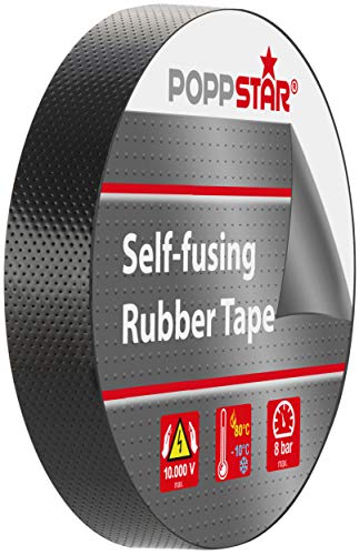 POPPSTAR 1x selbstverschweißendes Universal Isolierband und Dichtungsband, LxBxH 10m x 19mm x 0,76mm, schwarz von POPPSTAR
