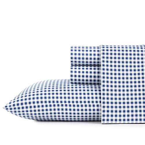 Poppy & Fritz - Queensize-Bettlaken, Baumwollperkal-Bettwäsche-Set, knackig und cool, leichte Heimdekoration (Gingham Plaid Navy, Queen) von Poppy & Fritz