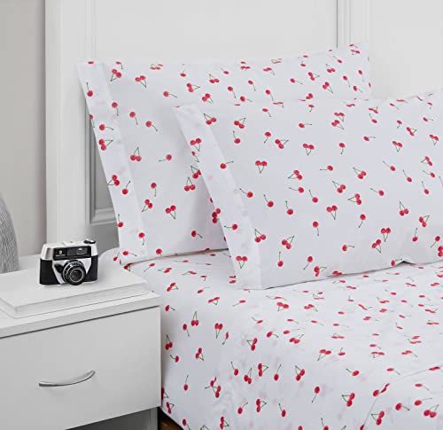 Poppy & Fritz Bettwäsche-Set aus Baumwollperkal, knackig und kühl, leichte Heimdekoration (Kirschen, voll) von Poppy & Fritz