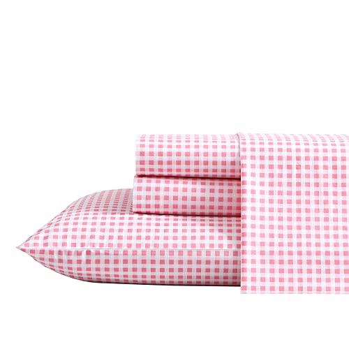 Poppy & Fritz - Bettwäsche-Set, Baumwollperkal, knackig und cool, leichte Heimdekoration (Gingham Plaid Pink, voll) von Poppy & Fritz