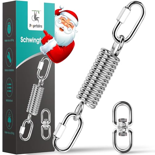 Poprkdre Hängesessel Schwingfeder mit Zwei Karabiner, Stuhl Hängematte Stahlfeder Aufhängungssatz für Boxsack, Hängebett, Yoga, Tragfähigkeit bis 250KG (1 Pack) von Poprkdre