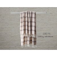 Baby Alpaka Decke Handgewebt, Boucle Mit Fransen Gemütlich Premium Qualität 186 X 128 cm von PopsFL