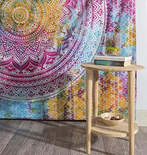 Hippie Mandala Bohemian Maditation Großer Wandbehang – Queen Indian Tie Dye Medallion Psychedelic Popular Ombre Beach Bettwäsche Decke 134 x 203 cm von Popular Handicrafts