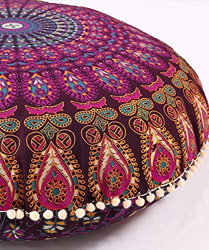 Popular Handicrafts Großer Hippie-Mandala-Bodenkissenbezug – Kissenbezug – Pouf-Bezug rund Bohemian Yoga Decor Bodenkissenhülle – 45,7 cm von Popular Handicrafts