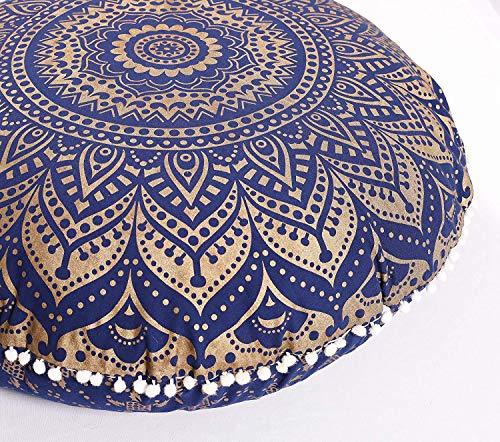 Popular Handicrafts Großer Hippie-Mandala-Ombre-Bodenkissenbezug – Kissenbezug – Pouf-Abdeckung rund Bohemian Yoga Decor Bodenkissenhülle – 61 cm blau gold Popular Handicrafts Großer Hippie-Mandala-Ombre-Bodenkissenbezug – Kissenbezug – Pouf-Abdeckung rund Bohemian Yoga Decor Bodenkissenhülle – 61 cm blau gold von Popular Handicrafts