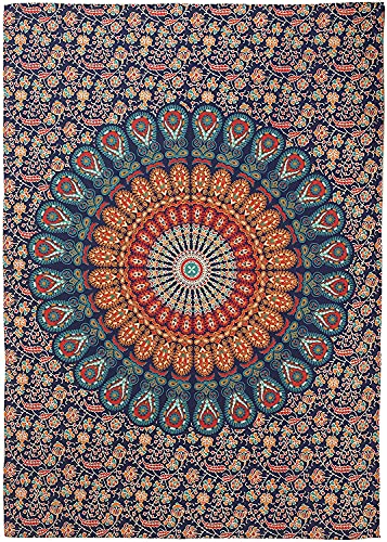 Popular Handicrafts Wandteppich, Wandbehang, Hippie-Mandala, Bohemian, Hippie, psychedelisches Design, indischer Wandteppich, Tagesdecke, 76 x 101 cm, mehrfarbig von Popular Handicrafts