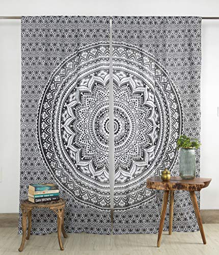 Popular Handicrafts Indian Hippie Bohemian Beautiful Ombre Mandala Fenstervorhang Paneele Schwarz Grau Popular Handicrafts Indian Hippie Bohemian Beautiful Ombre Mandala Fenstervorhang Paneele Schwarz Grau von Popular Handicrafts
