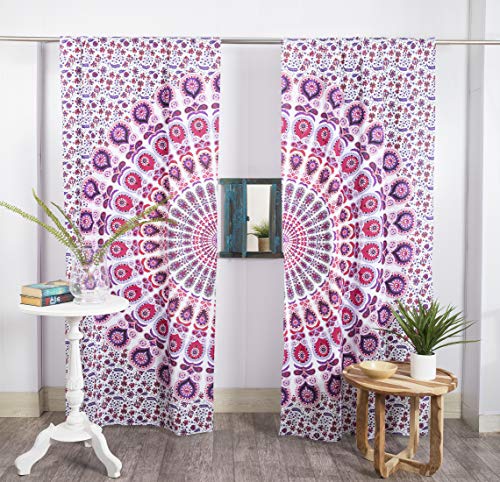 Popular Handicrafts Indischer Hippie-/Bohemian-Stil, schöner Pfauen-Mandala-Fenstervorhang, Paneele, Weiß Popular Handicrafts Indischer Hippie-/Bohemian-Stil, schöner Pfauen-Mandala-Fenstervorhang, Paneele, Weiß von Popular Handicrafts