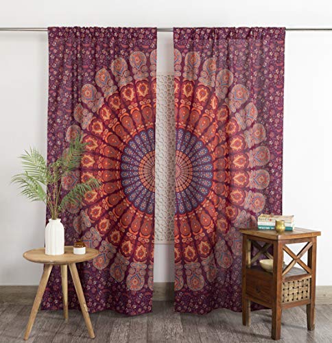 Popular Handicrafts Indischer Hippie-Vorhang, Bohemian-Stil, Pfauen-Mandala, Kastanienbraun Popular Handicrafts Indischer Hippie-Vorhang, Bohemian-Stil, Pfauen-Mandala, Kastanienbraun von Popular Handicrafts