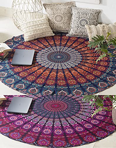 Popular Handicrafts Indischer Wandbehang, rund, Baumwolle, Pfauenmotiv, Mandala, 2 Stück Popular Handicrafts Indischer Wandbehang, rund, Baumwolle, Pfauenmotiv, Mandala, 2 Stück von Popular Handicrafts