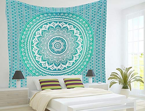 Popular Handicrafts Indisches Mandala-Wandbild, Hippie-Wandbehang, Bohemian-Tagesdecke, 137,2 x 213,4 cm von Popular Handicrafts