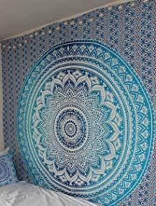 Popular Handicrafts Kp652 Wandbehang Hippie Mandala Bohemian Psychedelic Tapisserie Art Ethnic Decor Tagesdecke Magical Thinking 215x230cm Blau von Popular Handicrafts