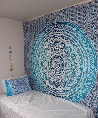 Popular Handicrafts Kp652 Wandbehang Hippie Mandala Bohemian Psychedelic Tapisserie Art Ethnic Decor Tagesdecke Magical Thinking 215x230cm Blau von Popular Handicrafts