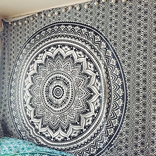 Popular Handicrafts Kp738 Tapisserie Wandbehang Hippie Ombre Mandala Bohemian Tapestries, Indische Wohnheim-Dekoration, Psychedelic Tapisserie Wandbehang ethnische dekorative Wandteppich von Popular Handicrafts