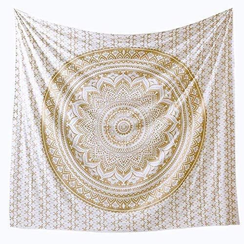 Popular Handicrafts Originale Wandbehang Golden Mandala Tapisserie Wandbehang Hippie Wandbehang Boho Tagesdecke mit metallischem Glanz extra groß (230 x 270 cm) von Popular Handicrafts