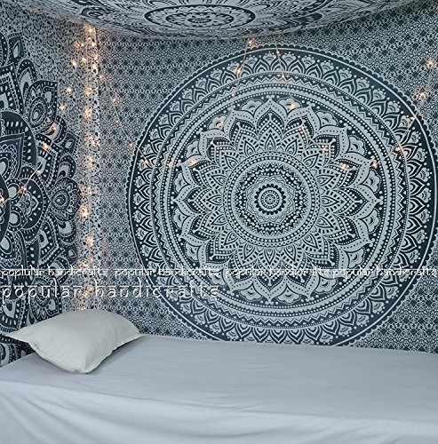 Popular Handicrafts Ombré-Wandteppich, indisches Mandala-Wandkunst, Hippie-Wandbehang, böhmische Tagesdecke, Mehrzweck-Doppel-Wandteppich von Popular Handicrafts