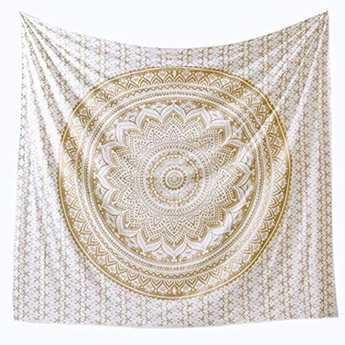 Popular Handicrafts Originale Wandbehang Golden Mandala Tapisserie Wandbehang Hippie Wandbehang Boho Tagesdecke mit metallischem Glanz extra groß (230 x 270 cm) von Popular Handicrafts