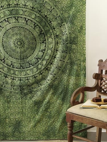 Popular Handicrafts Wandbehang mit zwei Mandala-Hippie-Mandala, psychedelischer Elefant, Wandbehang, indische Maditation, , Bohemian, Hippie, Schlafsaal, Raumdekoration, grün, 203 x 137 cm Popular Handicrafts Wandbehang mit zwei Mandala-Hippie-Mandala, psychedelischer Elefant, Wandbehang, indische Maditation, , Bohemian, Hippie, Schlafsaal, Raumdekoration, grün, 203 x 137 cm von Popular Handicrafts
