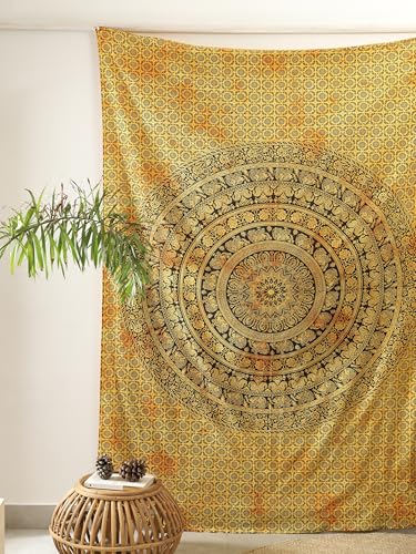 Popular Handicrafts Wandbehang mit zwei Mandala-Hippie-Mandala, psychedelischer Elefant, Wandbehang, indische Maditation, , Bohemian, Hippie, Wohnheim, Raumdekoration, Gelb, 203 x 137 cm Popular Handicrafts Wandbehang mit zwei Mandala-Hippie-Mandala, psychedelischer Elefant, Wandbehang, indische Maditation, , Bohemian, Hippie, Wohnheim, Raumdekoration, Gelb, 203 x 137 cm von Popular Handicrafts